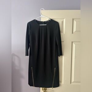 Magaschoni Black Sheath Dress with 3/4 Sleeves